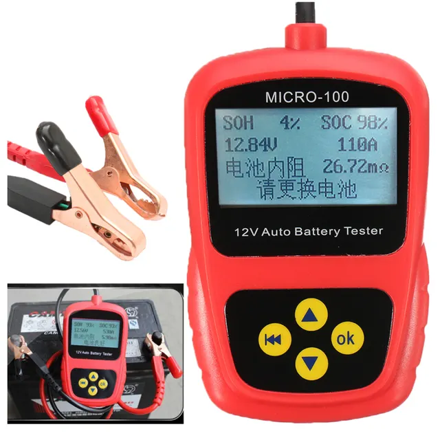MICRO-100 Penguji Sistem Baterai Mobil Digital, Alat Penguji Baterai Otomatis 12V