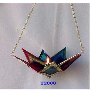 Photophore suspendu en verre multicolore pour la décoration intérieure - Product Image 2