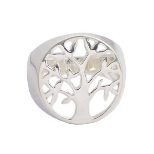 Arbre de vie nouveau Design 925 bague en argent Sterling indien fait à la main bijoux en argent éternité Vermeil anneaux - Product Image 1