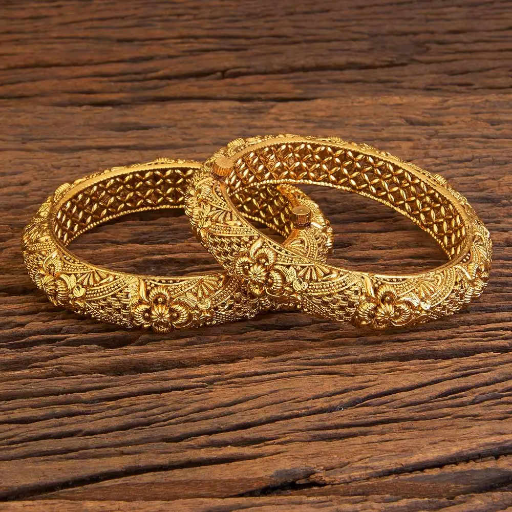 Gold plated Handmade Design Bangles 18152 Gold