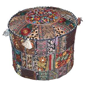 Puf otomano redondo tradicional indio taburete hecho a mano PUF plegable ajustable para el hogar sala de estar cocina gimnasio uso - Product Image 4