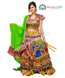 הודי אתני Banjara סגנון Chaniya הצ 'ולי-רקום Navratri Ghaghra הצ' ולי-גוג 'ראטית Dandiya ריקוד תלבושות שמלה