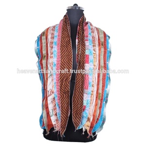 Écharpe vintage en soie Sari recyclé 10x70 Patchwork étole femmes accessoires multicolore SC011 Vintage soie Sari Patchwork indien - Product Image 2