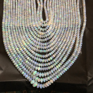 Cuentas de ópalo etíope blanco Natural, 6mm, 8mm, 10mm, Ópalo liso, hilo de piedras preciosas para fabricación de joyas, collar de juego de Color fuego AAA - Product Image 1