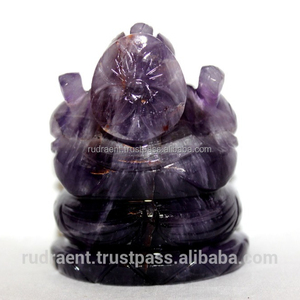 Statue en pierre d'améthyste naturelle, Statue de seigneur Ganesha de qualité supérieure, 1 pièce - Product Image 4