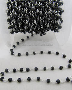 Coszcatl-Rosario de espinela negra, cadena de abalorios de 2mm, modelo envuelto en alambre, BH0120TR - Product Image 4