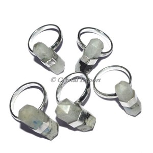 Comprar anillo de piedra lunar arcoíris de doble terminación de piedras preciosas en línea joyería curativa de cristal Natural anillo ajustable para mujeres al por mayor - Product Image 1