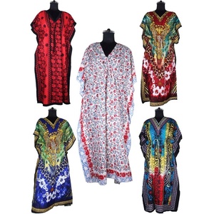 2025 dernières femmes col en V cordon taille mollet longueur longue caftan robe Anokhi Caftan Maxi robe florale bloc imprimé vêtements de détente - Product Image 1