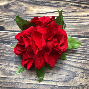 Trio hecho a mano elegante señora Rosa tela flor pelo Clip corbata barras alfileres de corbata accesorios con hoja de tela - Product Image 1