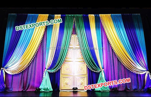 Punjabi-telón de fondo para escenario de boda, telones de fondo con pliegues de colores para escenario - Product Image 5