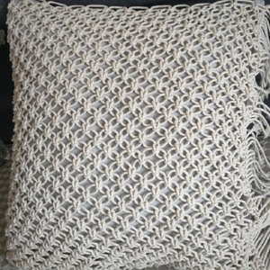 Funda de cojín de punto de algodón cuadrado de macramé hecha a mano, funda de almohada con patrón Vintage para el hogar, hotel, vendedor completo, fabricante - Product Image 4
