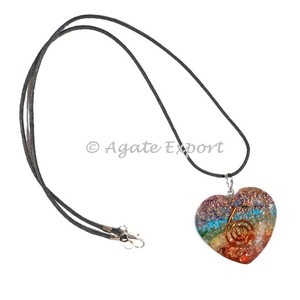 Colgantes de corazón de orgón de piedra de Chakra Comprar colgante de Chakra de orgón Colgante de piedra de ágata natural - Product Image 2