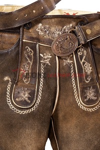Lederhosen bavaroises traditionnelles pour hommes, en cuir véritable, style vintage, avec fermeture à boutons, pour l'Oktoberfest allemand. - Product Image 3