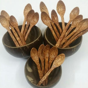 Bol de noix de coco vietnamienne lot de 4 cuillère pleine fourchette Ms.Holiday - Product Image 1