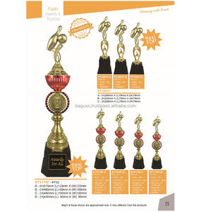 Trophée de bowling élégant en plastique haut de gamme avec un motif de crête central complexe, couleur OR-ROUGE, pour les sports de compétition - Product Image 2