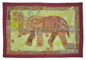 Brodé Main Éléphant Tenture Murale Tapisserie Patch Paillettes Patchwork chemin de table Tapisseries Décoratif Ethnique Broderie - Product Image 3