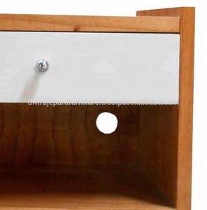 Muebles de madera Mesita de noche 2 cajones Estilo retro-Madera de teca - Product Image 3