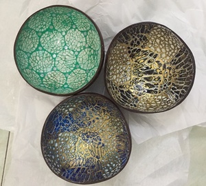 Vietnamese Handcrafted <b>Coconut</b> <b>Shell</b> Bowl with Mother of Pearl inlay Vegan Bowl for Smoothie, Ice Cream Cheap Price - Product Image 2