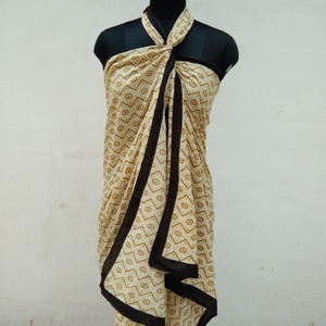 Sarong en tissu imprimé à la main avec ourlet cousu, couverture de maillot de bain de plage, pareo, écharpe, foulard pour le cou, dupatta - Product Image 3