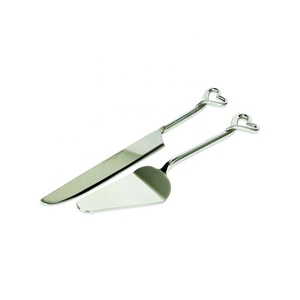 Coeur Design Noeud Poignée En Acier Inoxydable Argent Poli Gâteau Serveur et Cutter Gâteau De Mariage Serveur Ensemble - Product Image 2