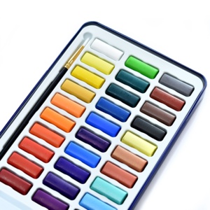 Juego de pinceles con caja de lata para ilustración, pigmento de alta calidad, pintura sólida de acuarela, 30 colores - Product Image 3