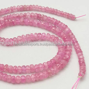 Cuentas de 3mm de rondeles facetadas de zafiro rosa - Product Image 1