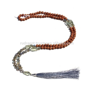 High Quality Handcrafted Natural Gemstone Labradorite 108 <b>Hand</b> Faceted Beads Knotted Mala Necklace - Product Image 1