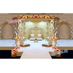 Royal Look madera tallada Mandap Toronto boda moderna Mandaps boda Mandaps diseños tendencia escenario configuración decoración EE. UU. - Product Image 1