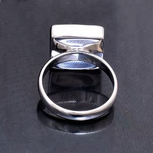 Anillo de Plata de Ley 925 en blanco hecho a mano con forma cuadrada para unisex. Fabricación Mayorista DE CASA DE PLATA. - Product Image 3
