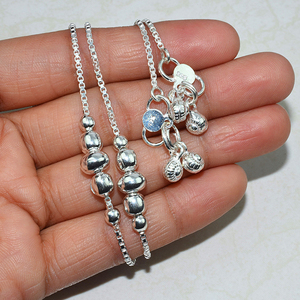 Bracelet de cheville en argent massif 925 en forme de chaîne à la mode, bijoux en argent et pierres précieuses - Product Image 5