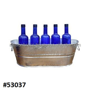 Hielera de Metal, Cubitera de Hierro Sólido para Mesa, Cubitera Ovalada para Bebidas, Enfriador de Vino Martillado - Product Image 5