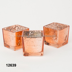 Bougeoirs au mercure avec verres miroir, 20 pièces en or Rose - Product Image 1