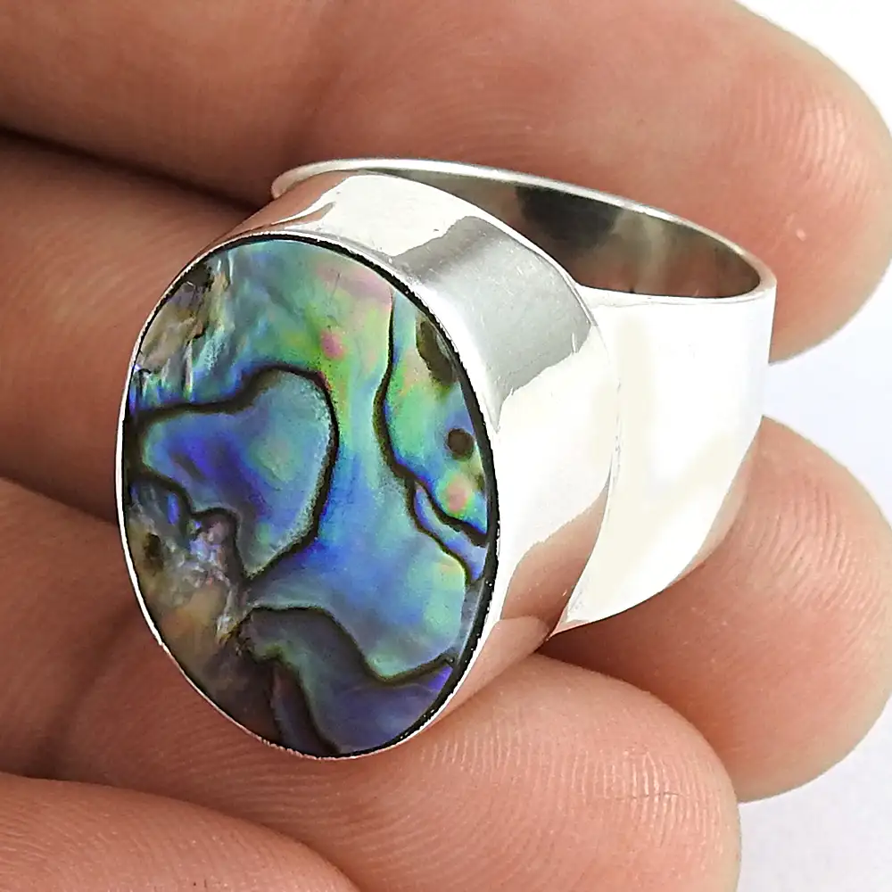 Abalone shell rings wholesale 925 silver rings 925 sterling silver jewellery manufacturer