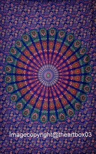 Recién llegado, tapices de algodón, diseño de pavo real, estampado Floral, colgante de pared Rectangular para decoración del hogar y escenario de boda - Product Image 4