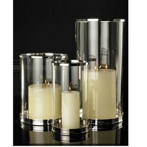 Bougeoir rouge en verre, porte-bougie de luxe, avec verre pour décoration de mariage, de maison et d'hôtel - Product Image 1