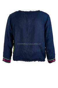 Manteau court et élégant avec ourlet à franges pour femmes, veste de plage classique, brodée à la main, style indien, fleurs, Vintage Art, vente en gros - Product Image 6