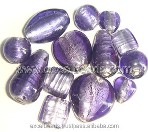 Multi-Size and Shape Silver Foil Glass <b>Beads</b> in <b>Blue</b> From Excel Exports-Manufacturer of <b>Beads</b> - Product Image 4