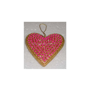 Heart Shape Zari Embroidery Christmas Ornament - Product Image 1