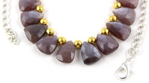 8 "Long 22 pièces 1 brin pierre de lune naturelle marron pierre précieuse Triangle forme Briolette perles collier fait à la main - Product Image 3