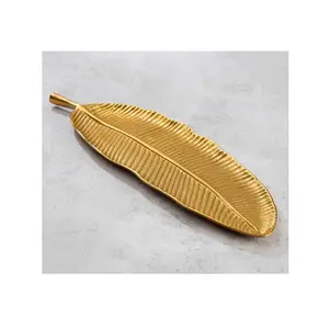 Handmade designer Gold Banana Leaf Tray Platter Decor for Table & Home Decorative Showpiece for fruits candles & other tableware