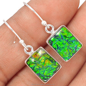 Adorables pendientes colgantes de cristal dicroico de Plata de Ley 925 hechos a mano para bodas, fiestas o regalos - Product Image 1