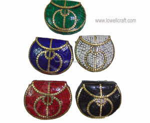 Multi hecho a mano metal mosaico piedra monedero embrague sling Bags - Product Image 3