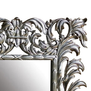 Argent Antique Feuille en Bois Sculpté À La Main Miroir Décoratif - Product Image 2