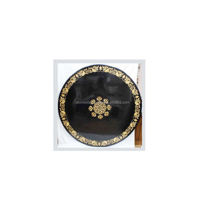 Plateau décoratif en marbre noir, 5 pièces, platine - Product Image 1