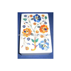 Caja de piedra incrustada de mármol semipreciosa - Product Image 1