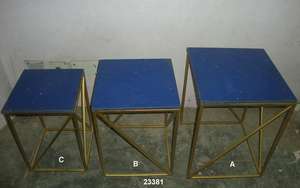 Ensemble de haute qualité support en fer et dessus de table en marbre table basse moderne gigogne côté ensemble de 3 tables - Product Image 2