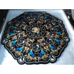 Incrustações de Mármore preto Mesa de jantar Top, pietre dure, Tampo Da Mesa De Pedra de Mármore Inlay