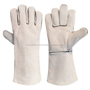 Gants de soudage à index renforcé à double paume Gants de travail de sécurité en cuir véritable Anti-coupure Anti-impact Fonctions - Product Image 1