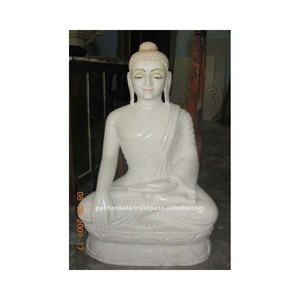 Handmade Beautiful White Marble Buddha Statue - Product Image 1