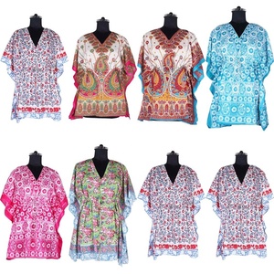 Indian Supplier Women 2025 Abaya Dubai Cotton Short Kaftan <b>Top</b> Quality Hand Block Printed Floral Design Kaftan Free Size Kaftan - Product Image 2